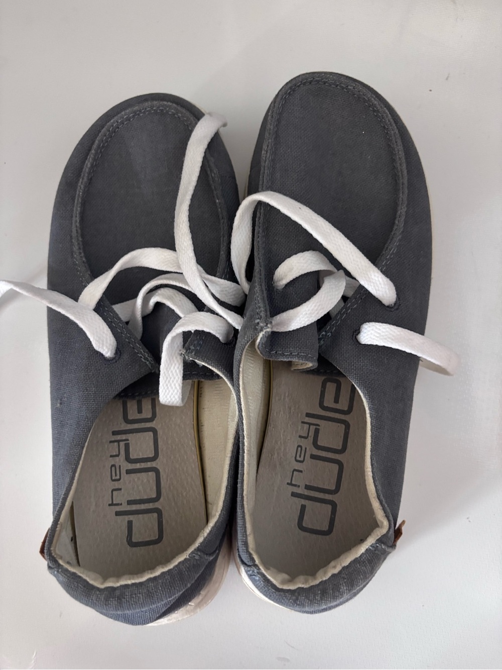 Heydude Women's Gray Canvas Lace-Up Sneakers